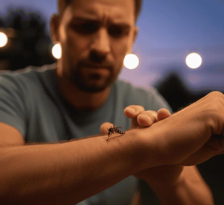 Person being bitten by mosquito